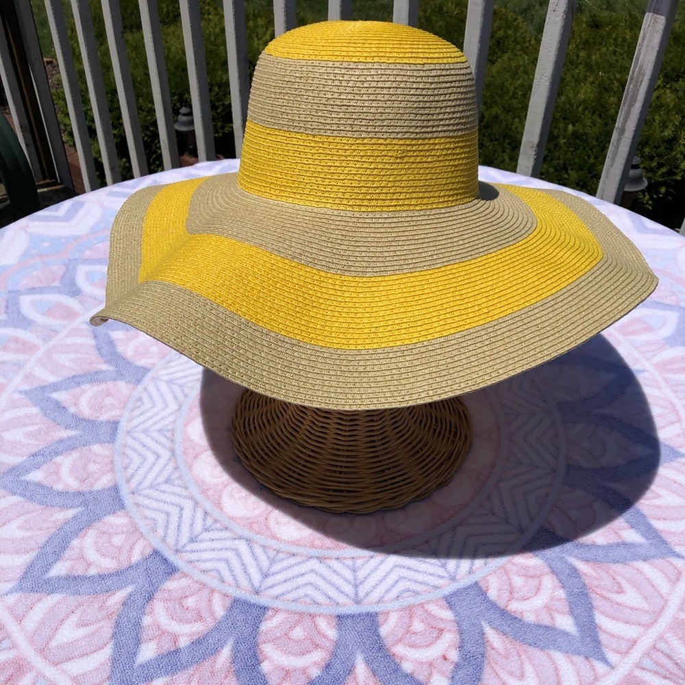 Yellow/Natural Stripe Ultra-braided Hat by J.Crew